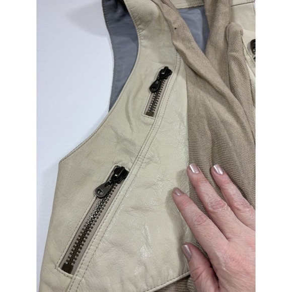 We Love Leather Doma Vest Cream Small Scarf Neck Zipper Accents - Picture 11 of 16